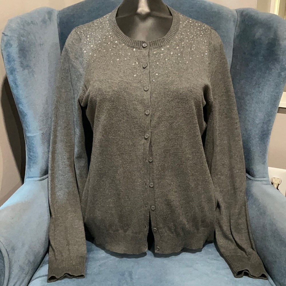 Central Park West long sleeve cardigan with sequin detail